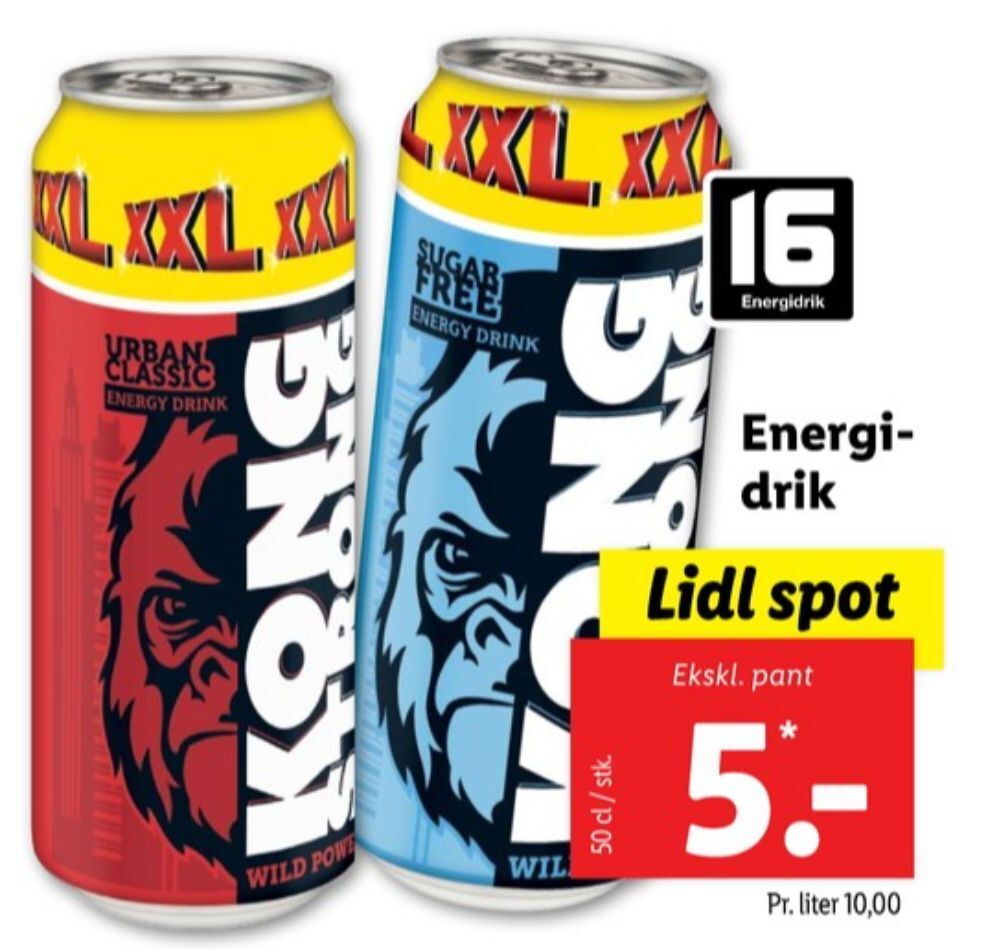 Lidl Kong strong energidrik tilbud