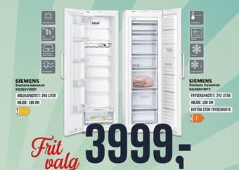 Skousen Siemens køleskab ks36vvwep tilbud