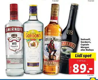 Lidl Smirnoff Gordon's Captain Morgan eller Baileys tilbud