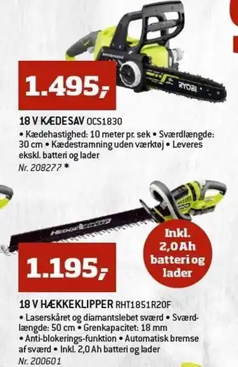 Bygma 18 v hækkeklipper eller kædesav tilbud