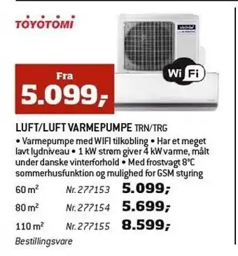 Luft/luft varmepumpe