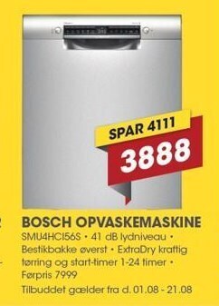 Punkt1 Bosch opvaskemaskine tilbud