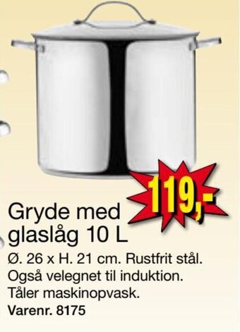 Harald Nyborg Gryde med glaslåg 10 L tilbud