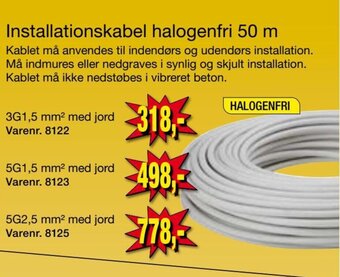 Harald Nyborg Installationskabel halogenfri 50 m tilbud