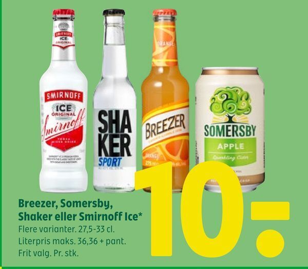 Coop 365 Breezer, somersby, shaker eller smirnoff ice tilbud