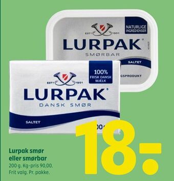 Coop 365 Lurpak smør eller smørbar tilbud