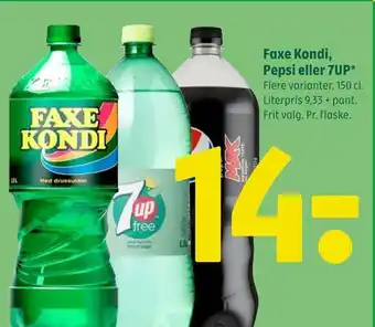 Coop 365 Faxe kondi, pepsi eller 7up tilbud