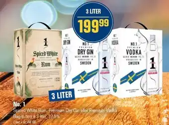 Otto Duborg No. 1 spiced white rum, premium dry gin el. premium vodka - 3l tilbud