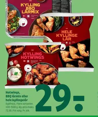 Coop 365 Hotwings, BBQ Lårmix eller Hele Kyllingelår tilbud