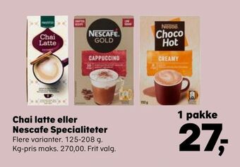 Kvickly Chai latte eller nescafe specialiteter tilbud