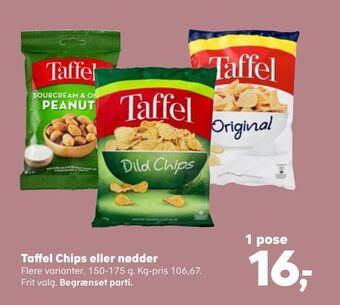Kvickly Taffel chips eller nødder tilbud