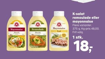 Kvickly K-salat remoulade eller mayonnaise tilbud