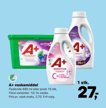Kvickly A+ vaskemiddel tilbud