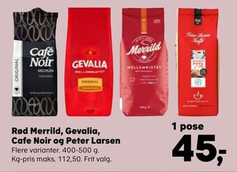 Kvickly Rød merrild, gevalia, cafe noir og peter larsen tilbud
