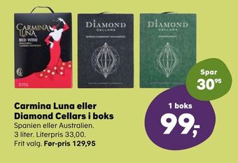 SuperBrugsen Carmina luna eller diamond cellars i boks tilbud