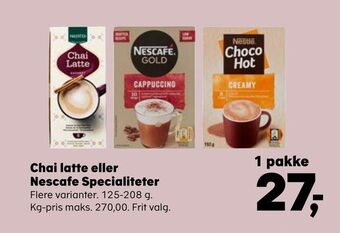 SuperBrugsen Chai latte eller nescafe specialiteter tilbud
