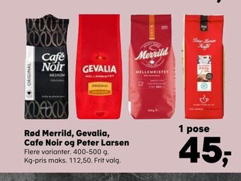 SuperBrugsen Rød merrild, gevalia, cafe noir og peter larsen tilbud
