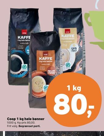 SuperBrugsen Coop 1 kg hele bønner tilbud