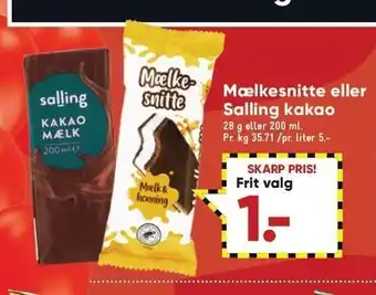 Bilka Mælkesnitte el. salling kakao tilbud