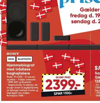 Bilka Sony hhjjemmebiograf med trådløse baghøjtalere tilbud