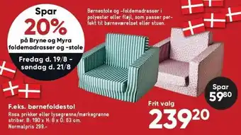 Spar 20% på bryne og myra foldemadrasser og -stole