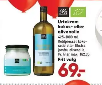 Bilka Urtekram kokos- el. olivenolie tilbud