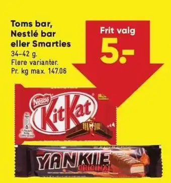 Bilka Toms bar, nestlé bar el. smarties tilbud