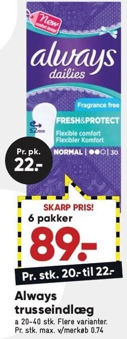 Bilka Always trusseindlæg tilbud