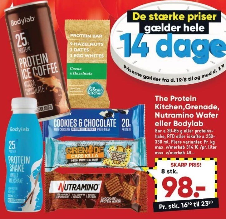 The protein kitchen, grenade, nutramino wafer el. bodylab tilbud hos Bilka