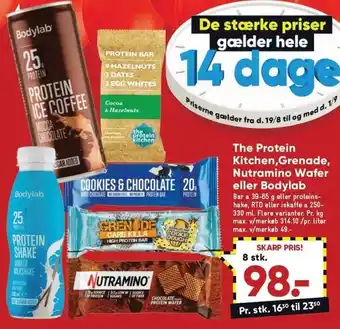 Bilka The protein kitchen, grenade, nutramino wafer el. bodylab tilbud