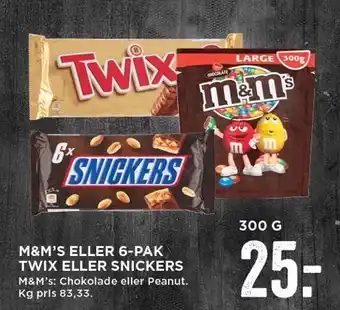 M&m's el. 6-pak twix el. snickers