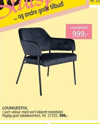 Daells Bolighus Loungestol tilbud