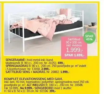 Daells Bolighus Sengeramme el. komplet elevationsseng tilbud