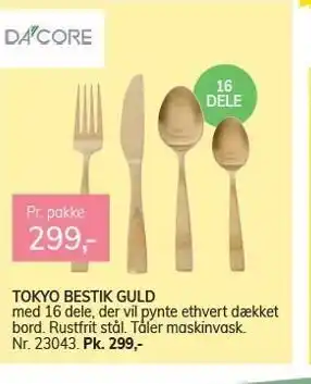 Daells Bolighus Tokyo bestik guld tilbud
