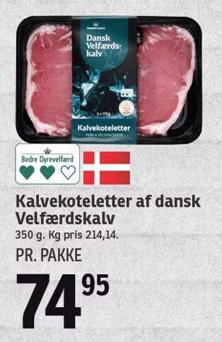 SPAR Kalvekoteletter af dansk velfærdskalv tilbud