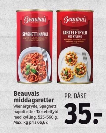 SPAR Beauvais middagsretter tilbud