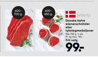 Danske kalve wienerschnitzler eller tykstegmedaljoner