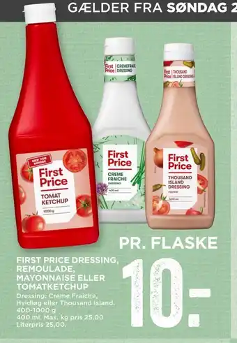 MENY First price dressing, remoulade, mayonnaise eller tomatketchup tilbud