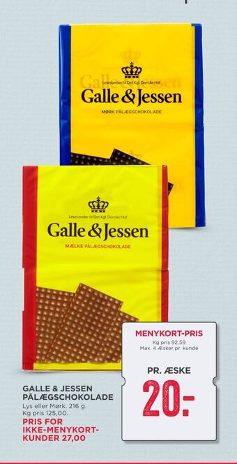 MENY Galle & jessen pålægschokolade tilbud