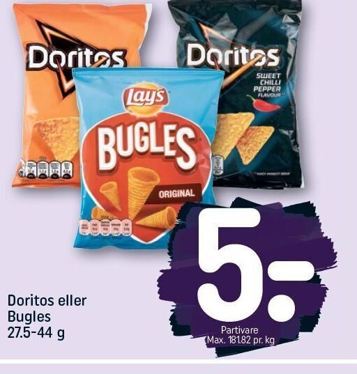 Doritos el. bugles tilbud hos Rema 1000