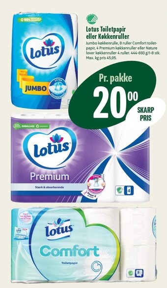 Min Købmand Lotus toiletpapir eller køkkenruller tilbud