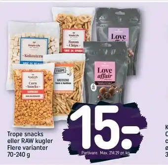 Trope snacks el. raw kugler