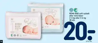 REMA 1000 Soft nyfødt el. mini bleer 2-4 kg el. 3-6 kg tilbud