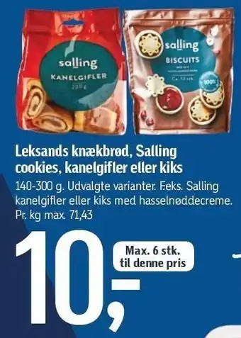 Føtex Leksands knækbrød, salling cookies, kanelfiglfer eller kisk tilbud
