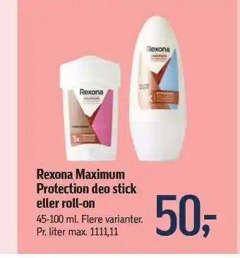 Føtex Rexona maximum protection deo stick el. roll- on tilbud