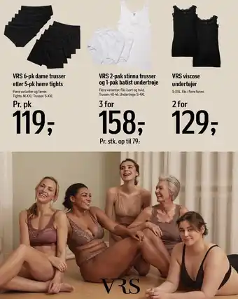 Føtex Vrs 6-pk dame trusser el. 5- pk herre tights, vrs 2-pak stinna trusser og 1-pak batist undertrøje, vrs viscose undertrøjer tilbud