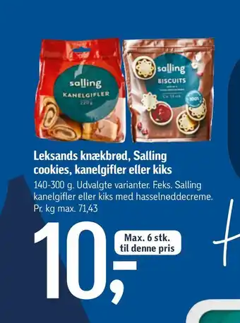 Føtex Leksands knækbrød, salling cookies, kanelgifler eller kiks tilbud