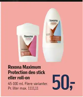 Føtex Rexona maximum protection deo stick eller roll-on tilbud