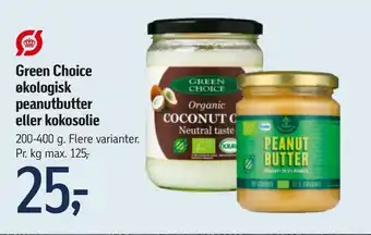 Føtex Green choice økologisk peanutbutter eller kokosolie tilbud