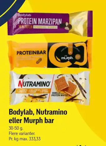 Føtex Bodylab, nutramino eller murph bar tilbud